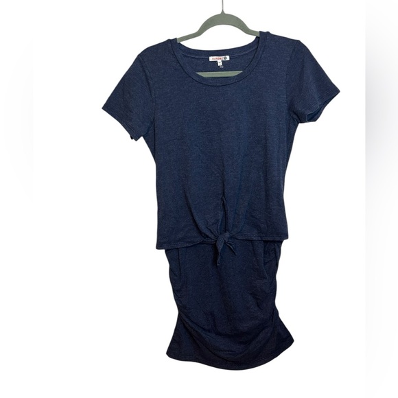 Sundry Navy Blue Knotted T-Shirt Dress - Picture 2 of 5